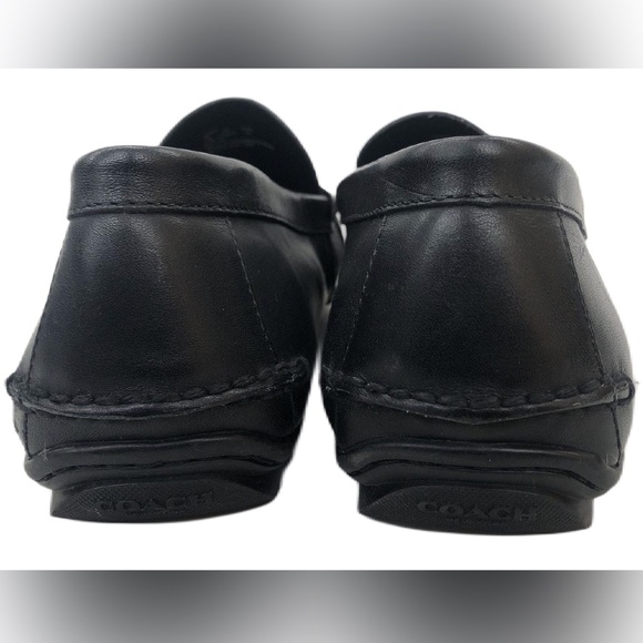Coach Mens Black Leather Round Toe Low Top Slip On Loafer Shoes Size 10.5